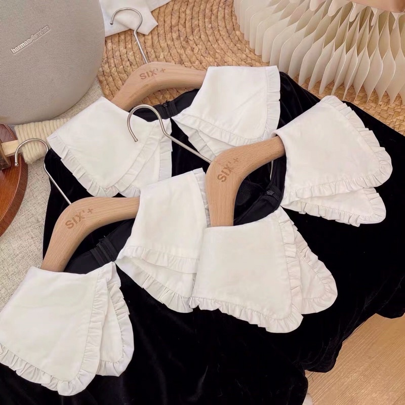 Áo sơ mi nhung cổ sen trắng siêu xinh