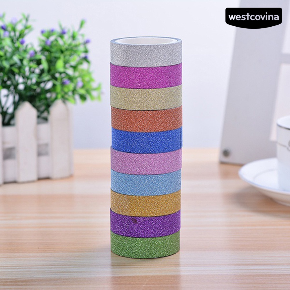 [Hot]✍Bộ 10 Cuộn Băng Dính Washi 1.5cmx3m Dùng Trang Trí Album