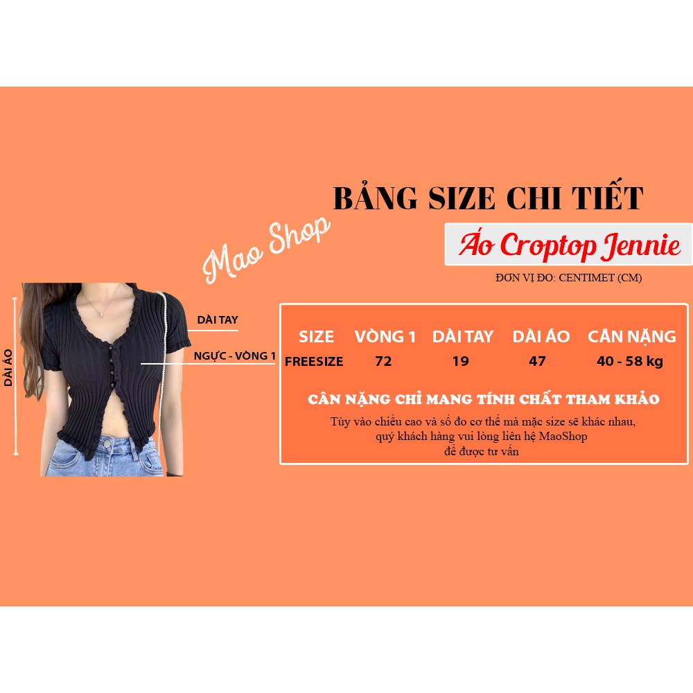 Áo croptop kiểu Maoshop ôm body tay ngắn len tăm phong cách Jennie ulzzang Hàn Quốc - C62