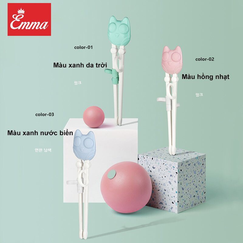 Đũa tập ăn xỏ ngón Emma Kids hình cú mèo cho bé