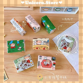 Giấy ăn khô cô bé Nhật Bản dễ thương, khăn giấy khô hoạt hình Unicorn Store