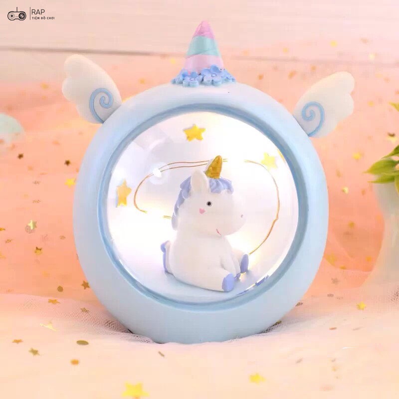 Đèn ngủ Unicorn Kì Lân nhiều màu sắc biểu cảm dễ thương cute trang trí bàn học, phòng ngủ, dùng làm quà tặng- Ráp