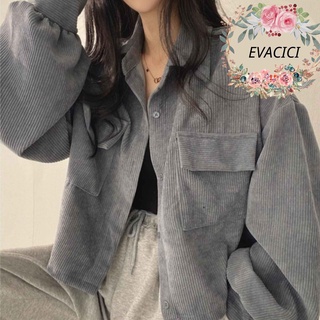 Áo sơ mi dài tay dáng croptop chất nhung tăm , áo sơ mi dáng lửng chất nhung tăm