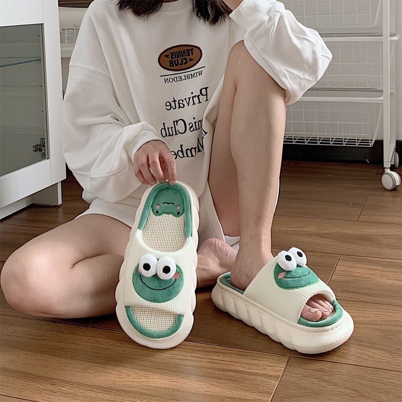 DÉP Quai Ngang Hoạ Tiết Ếch Siêu Hot Đế Cao 4cm Hàng Loại 1