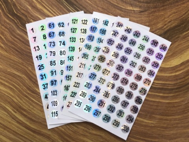 Số dán sơn tem dán lọ chai sơn số 1-120.1-300