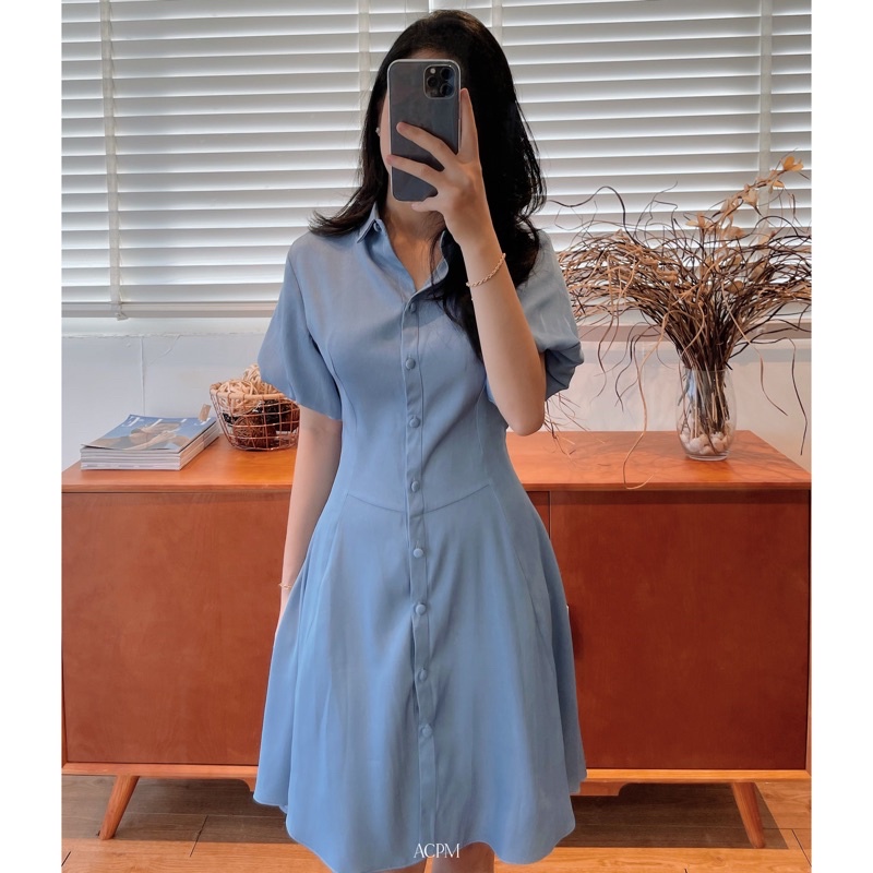 Joly Dress / Váy sơ mi tay phồng