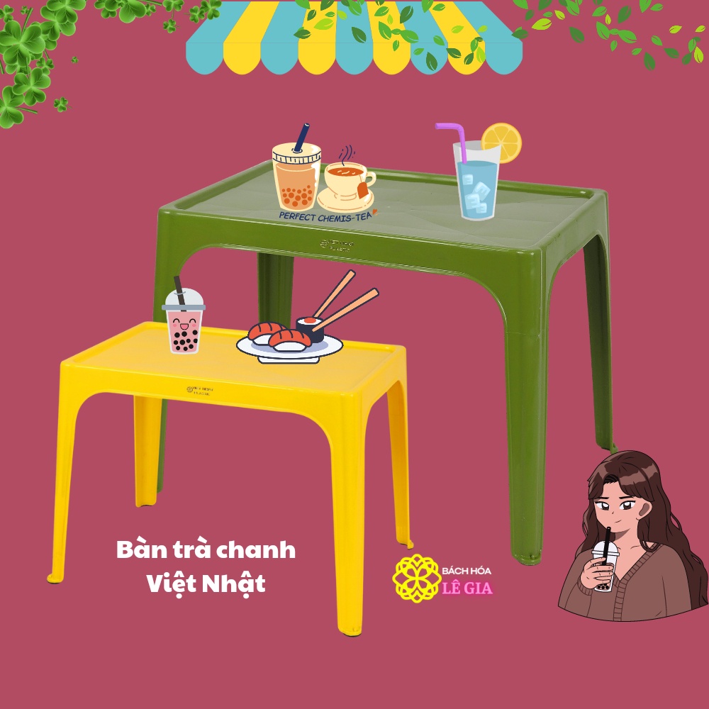 Bàn uống nước nhựa Việt Nhật ms 1805/1819, Bàn trà tranh trà sữa vỉa hè 2 size bền đẹp - Bách Hóa Lê Gia