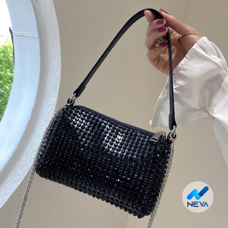 (NEW) Túi xách tay đính đá lấp lánh đựng vừa điện thoại hottrend NEVA905 | BigBuy360 - bigbuy360.vn