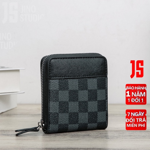 Ví Nam Họa Tiết Caro Nhỏ Gọn Thời Trang Jino Studio - Ví Đựng Thẻ Da PU