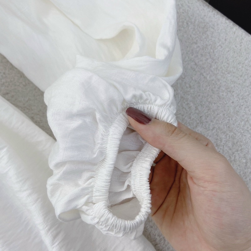 ĐẦM BABYDOLL TRẮNG CỔ BÈO TAY BÍ