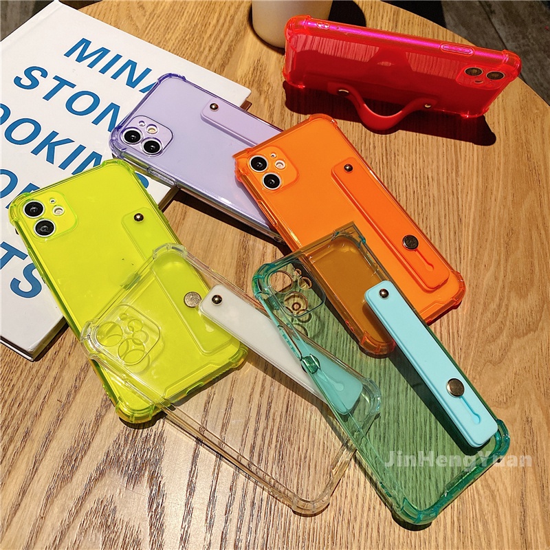 Ốp Điện Thoại Silicon Mềm Dạ Quang Có Dây Đeo Cổ Tay Cho iphone X XS Max XR 6 6 6S 7 8 PLUS SE2020