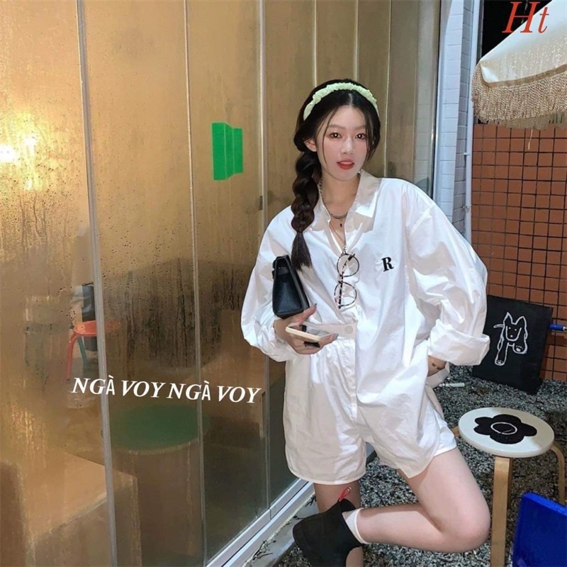 Áo sơ mi chữ R dài tay H2A599