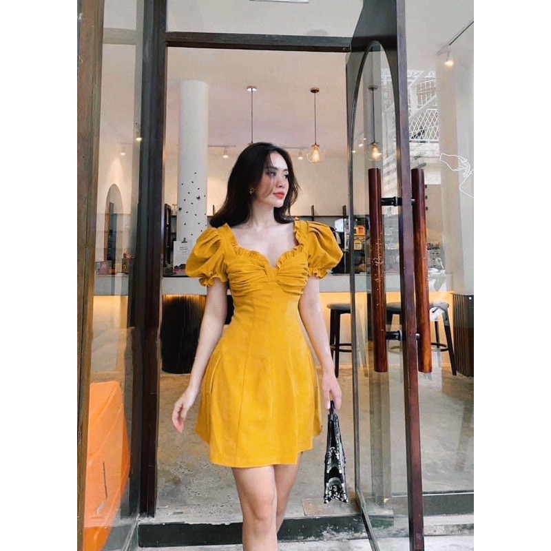 [Mã WASTMAY giảm 15% tối đa 30K đơn 150K] Đầm tay bồng xếp li ngực viền bèo | BigBuy360 - bigbuy360.vn