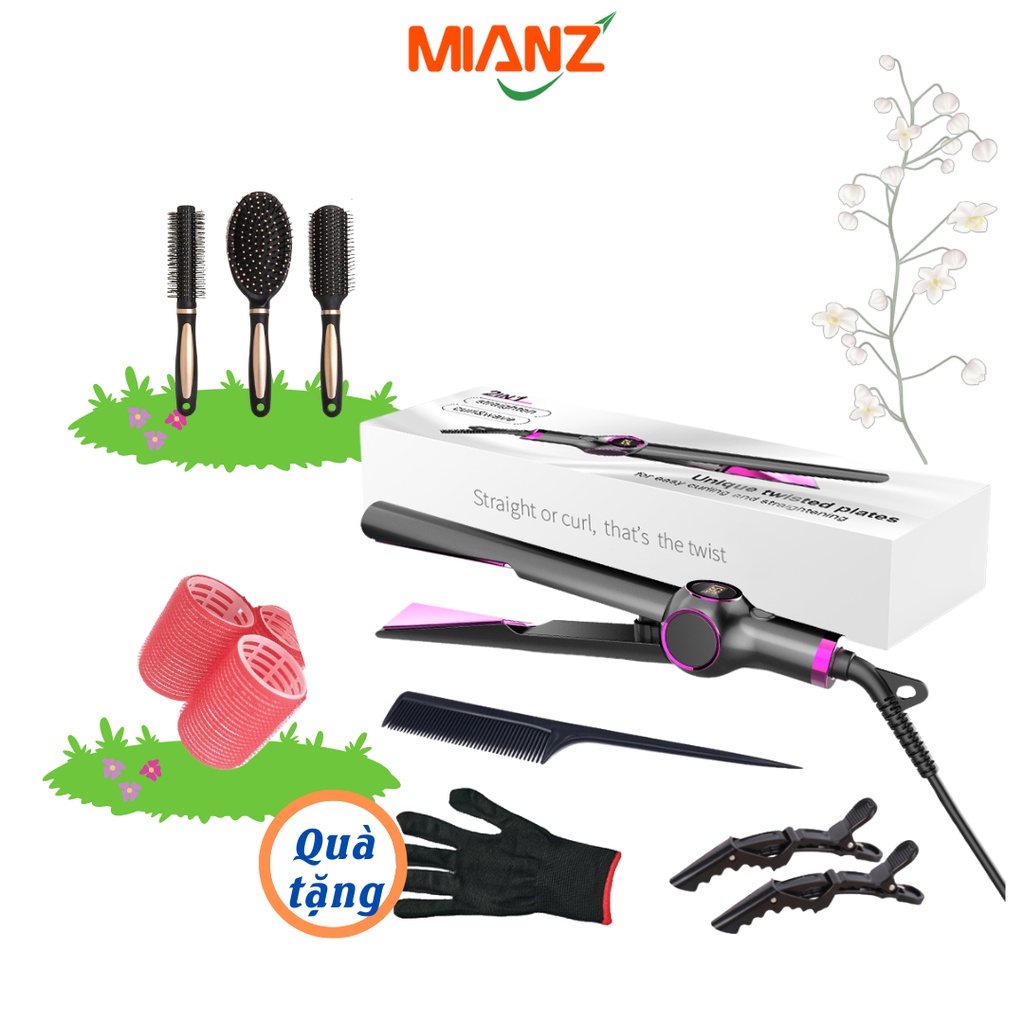 Máy uốn là ép tóc MIANZ 2 trong 1, làm xoăn tạo kiểu tự nhiên, nóng nhanh, cấp ẩm, không gây hư tổn tóc MIANZ STORE