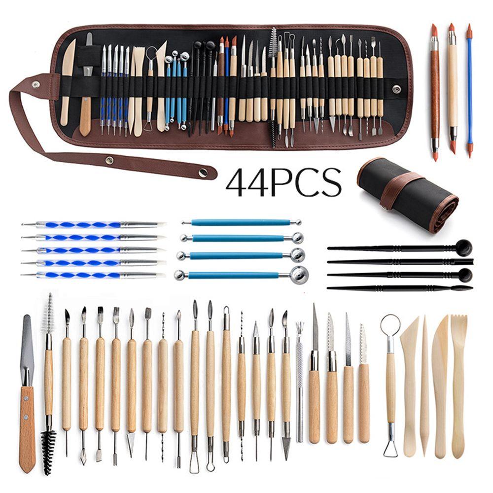 Bộ 44 Dụng Cụ Tạo Hình Đất Sét Polymer Bằng Gốm Kèm Túi Đựng