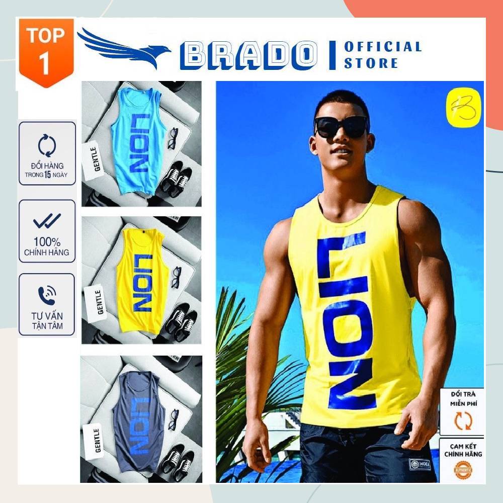 Áo ba lỗ nam 𝐋𝐈𝐎𝐍, chất liệu thoáng mát tập gym ,chơi thể thao, chạy bộ