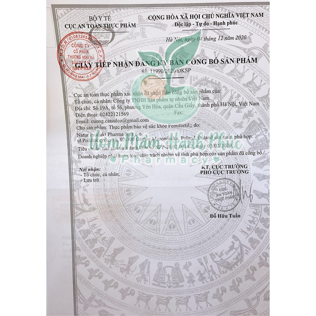 Femifortil  tăng thụ thai, hỗ trợ vô sinh - hiếm muộn, tăng thụ thai tự nhiên