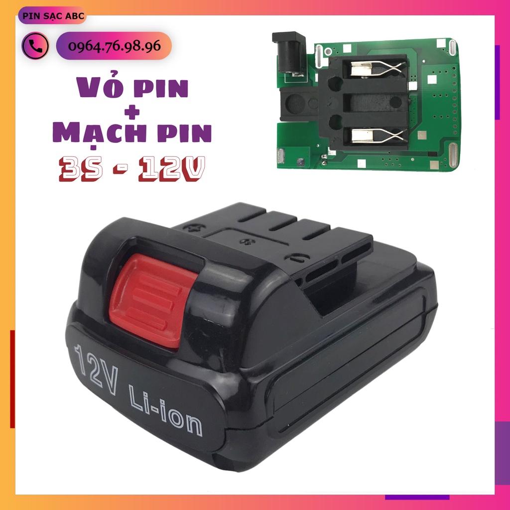 Vỏ pin và mạch sạc bảo vệ 3s 12v loại pin dẹt MKT