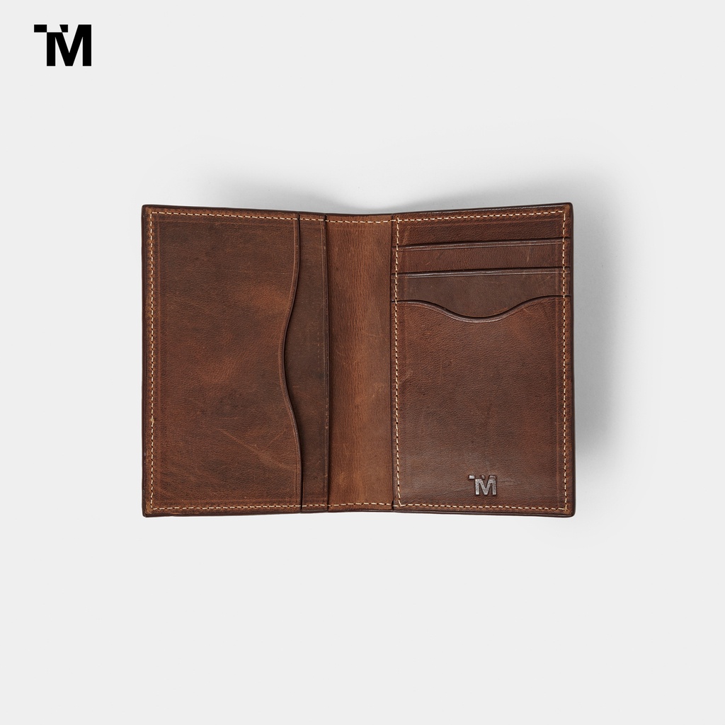 Ví Đựng Thẻ TARMOR Da Bò Thật Màu Nâu Card Holder In Waxed Brown Leather