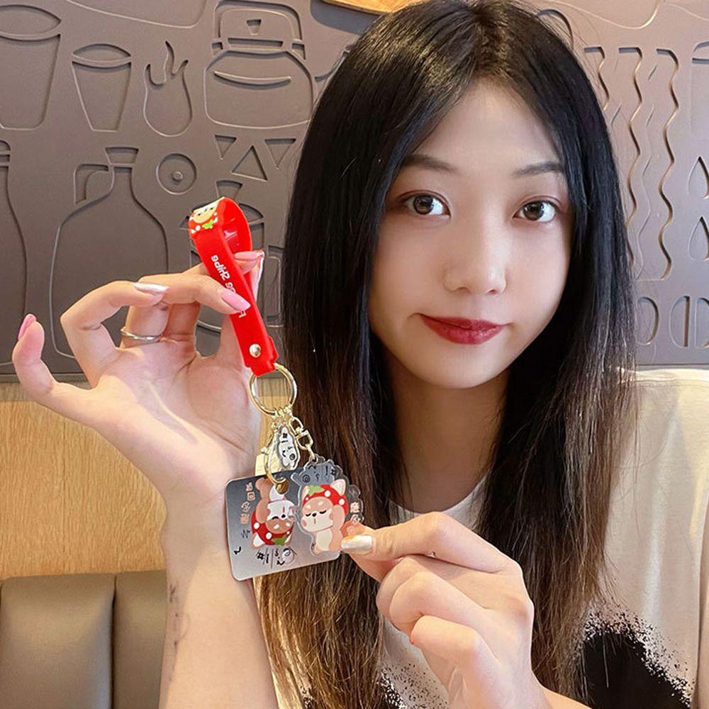 Móc Chìa Khóa Bằng Acrylic In Họa Tiết Hoạt Hình Chó Shiba Inu Dễ Thương