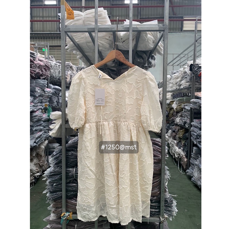 Váy Babydoll Hoa Lá Tay Bồng Hàng Quảng Châu M1250-Teen 888