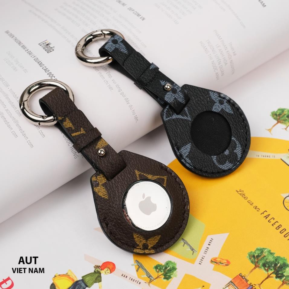 Bao da đựng apple Airtag L V - Handmade da thật xẻ túi cao cấp
