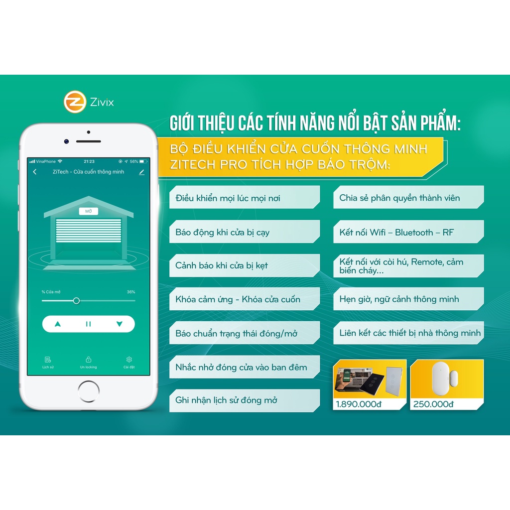 Bộ điều khiển cửa cuốn thông minh ZiTech Pro+