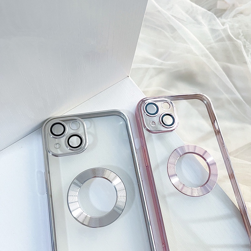 Ốp Điện Thoại iPhone 14 13 Pro max case ốp lưng điện thoại iphone 14 promax 14 plus Mềm Trong Suốt Chống Sốc Mạ Logo Sang Trọng Có Nắp Bảo Vệ Ống Kính Máy Ảnh Cho