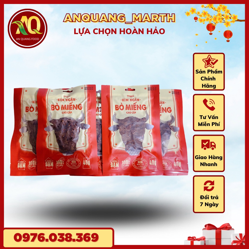 Khô bò miếng ANQUANG_MARTH,Thịt bò khô Kim Ngân gói 40gr-Hàng chất lượng