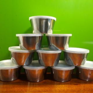 [ Hình thật ] 15 cốc inox làm caramen và bánh flan - loại có nắp đậy