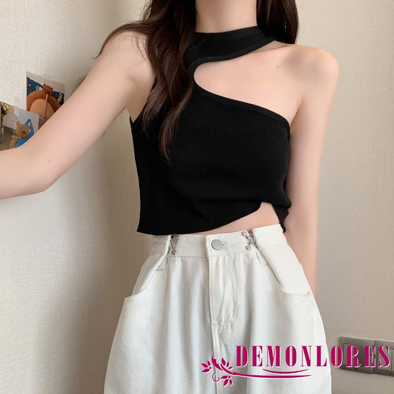 Áo Croptop Không Tay Dáng Ôm Màu Trơn Thời Trang Mùa Hè Giản Dị Dành Cho Nữ