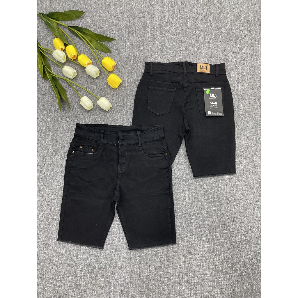 [55kg-90kg] Quần bò ngố / lửng BIGSIZE lưng cao2 nút, co dãn mạnh, màu đen tuyền rẻ đẹp thời trang MLJ 4233