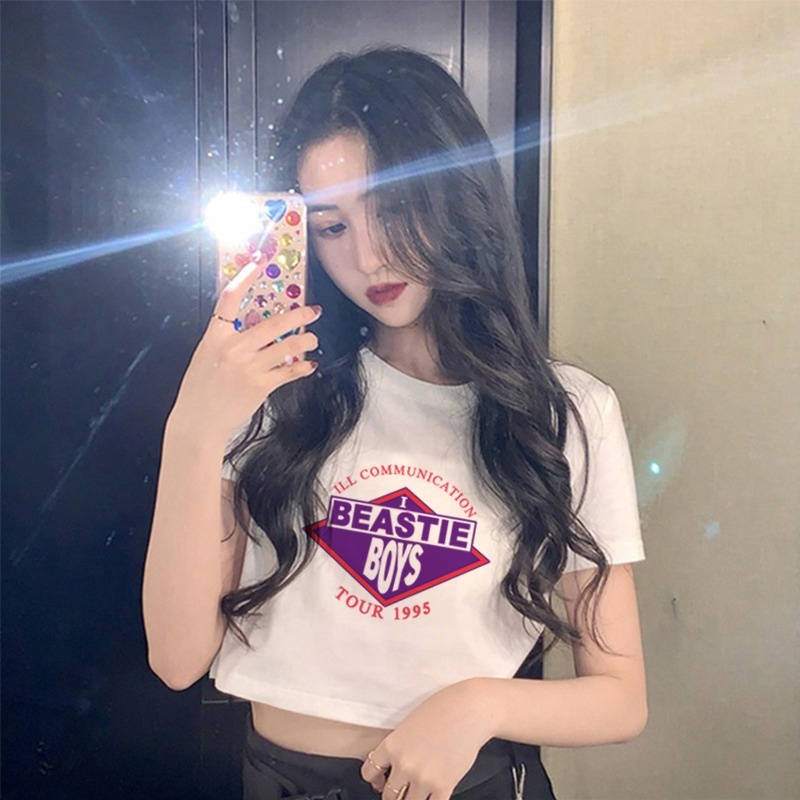 Áo thun ZHELIHANGFEI ngắn tay in họa tiết xinh xắn thời trang dành cho nữ