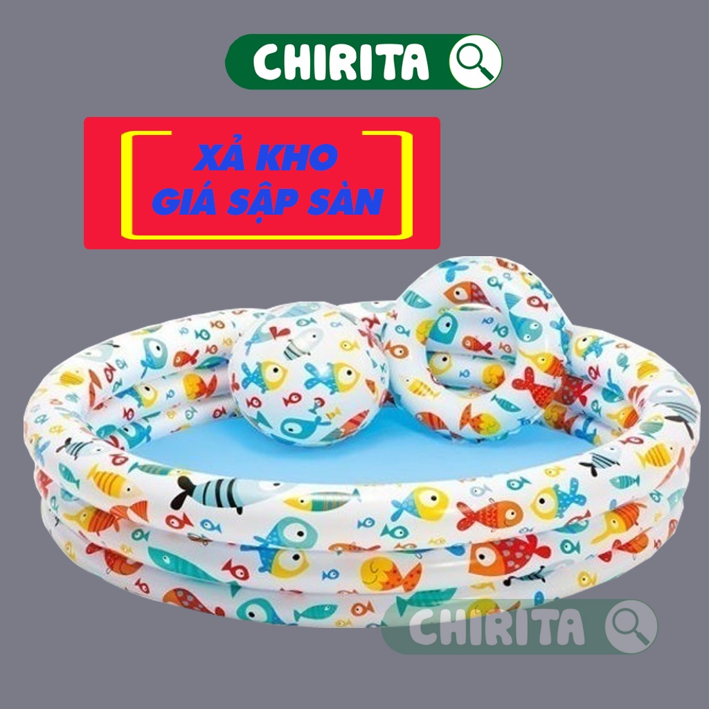 [Xả hàng]  Bể Bơi Cho Bé 3 Tầng, Hồ Bơi Cho Trẻ Em Loại Dày Tặng Phao Và Bóng, Phao Tay Cho Bé Trai và Bé Gái Chirita