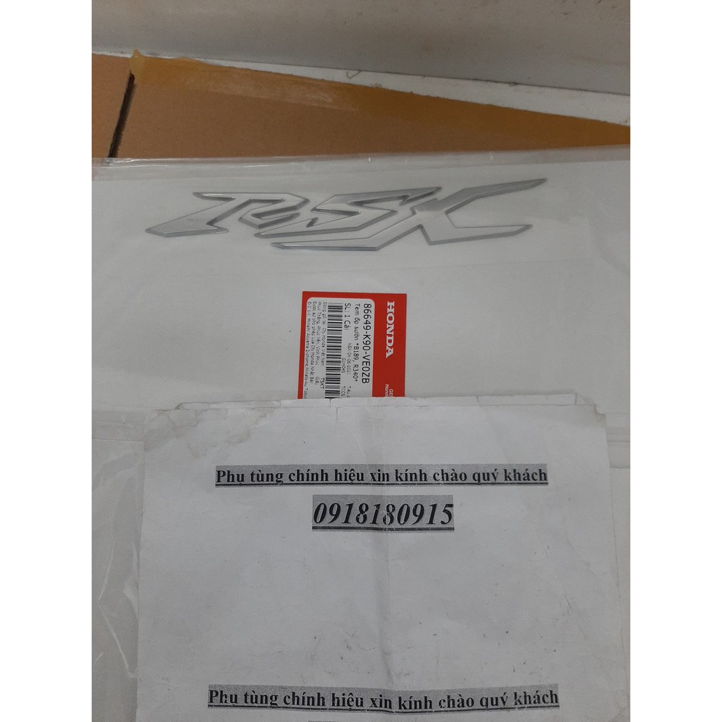 Tem ốp sườn tem chữ rsx 110 đỏ bạc honda