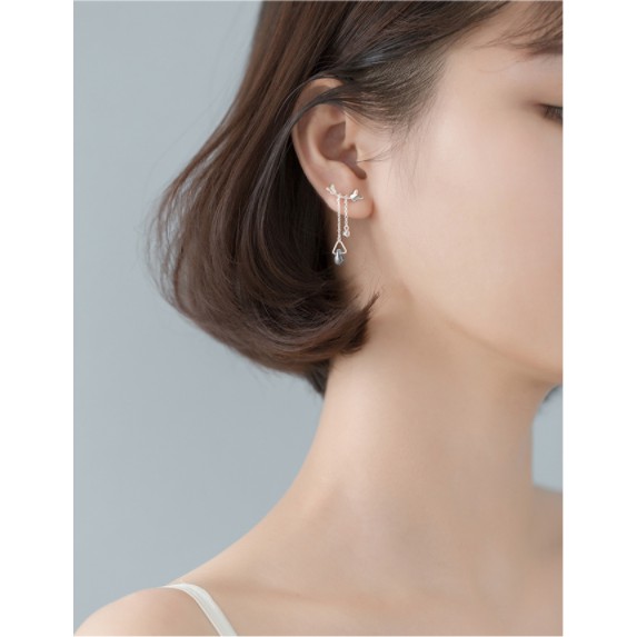 Khuyên tai bạc Ý s925 cánh bướm thả đá G4035- AROCH Jewelry