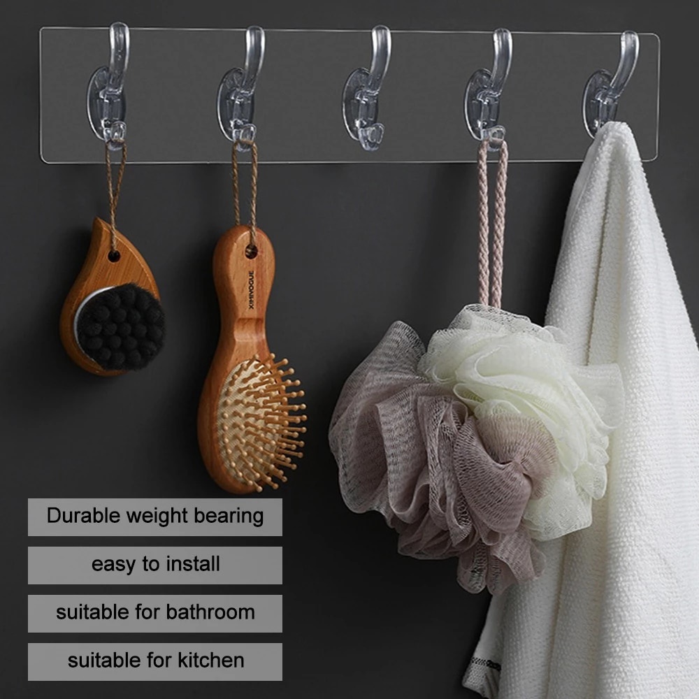 Móc Treo Đồ Dán Tường Trong Suốt, Nhựa PVC - Cơ Động, Dễ Di Chuyển