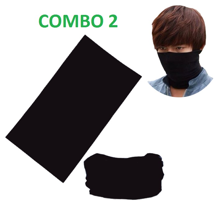 Combo 2 Cái Khăn Đi Phượt Đa Năng - Màu Đen Vải Dày