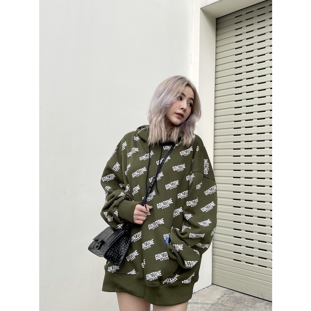 Áo Hoodies Nỉ Mùa Đông Form Rộng Gonzzone - Màu Rêu | BigBuy360 - bigbuy360.vn