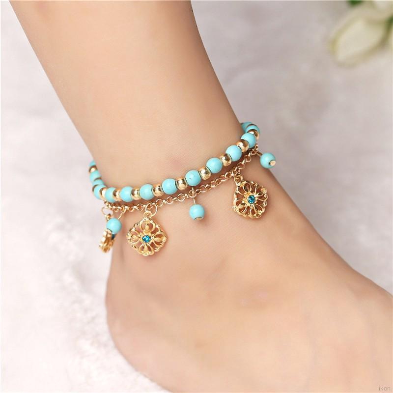 Lắc chân 2 vòng phối chuỗi hạt thời trang xinh xắn cho nữ | BigBuy360 - bigbuy360.vn