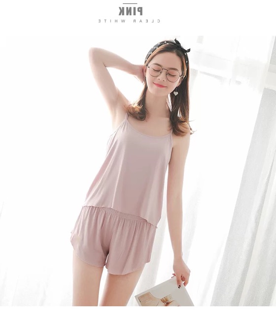 Bộ Quần Áo Ngủ Quần Đùi Áo Hai Dây Cotton CT001