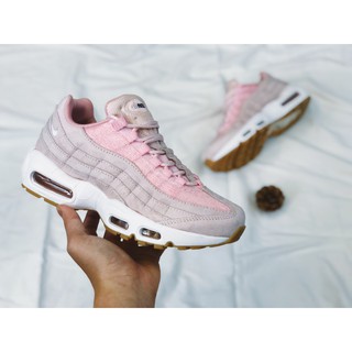 Giày Air Max 95 da lộn thời trang cao cấp gym thể thao (Xám hồng)