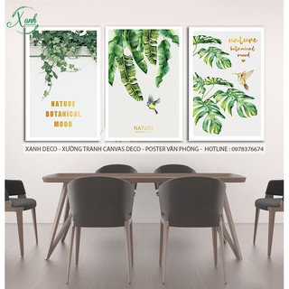 tranh canvas lá cây bộ 3 tranh trang trí