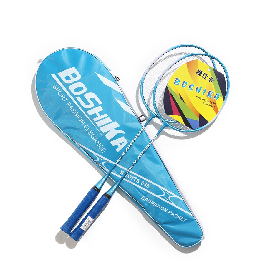 Vợt cầu lông BOSHIKA cặp 2 vợt cầu lông hợp kim nhôm, tặng kèm quả cầu lông.