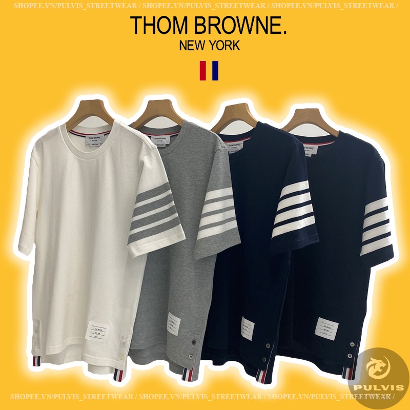 ⚡️[Hight Quality] - Áo Thun Thom Brown Center-Back Stripe Piqué Tee, Áo phông nam TB cao cấp