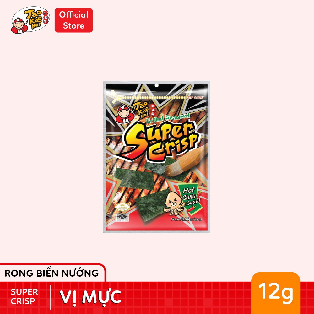 Snack Rong biển TaoKaeNoi Crispy Seaweed 15g (Truyền thống, Cay, Tomyum) và Super Crisp 12g (Truyền thống, Mực, Kim Chi)
