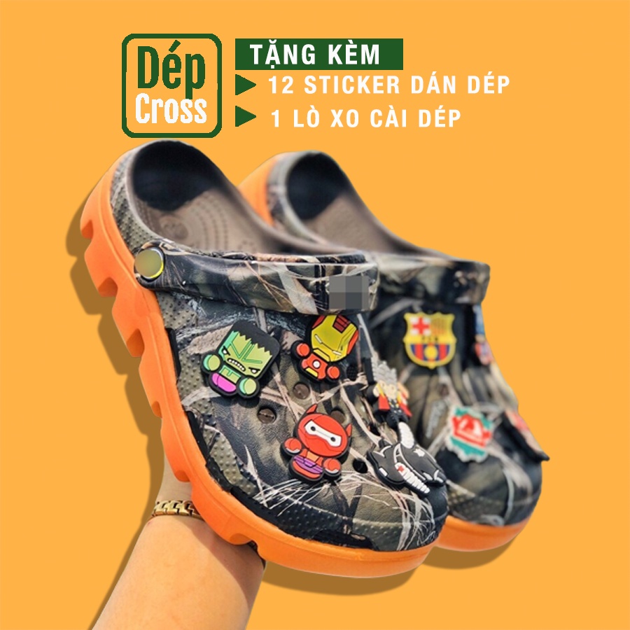 Giàydép Cross vảy sơn đế cam phủ lớp ràn ri cool ngầu tặng thêm 12 sticker cross
