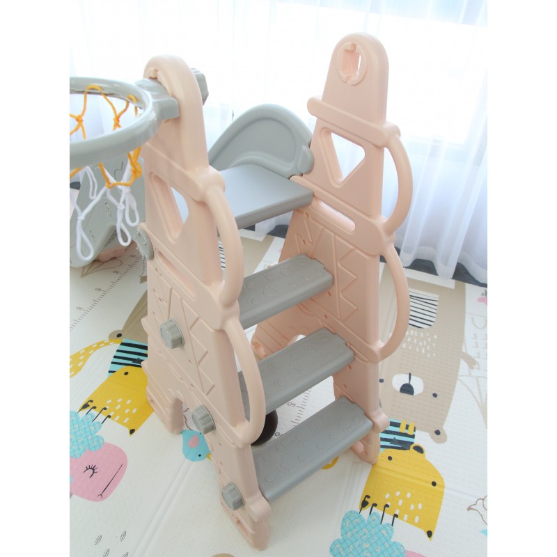 Cầu trượt cho bé hình tháp Eiffel, có kèm khung bóng rổ Toyshouse