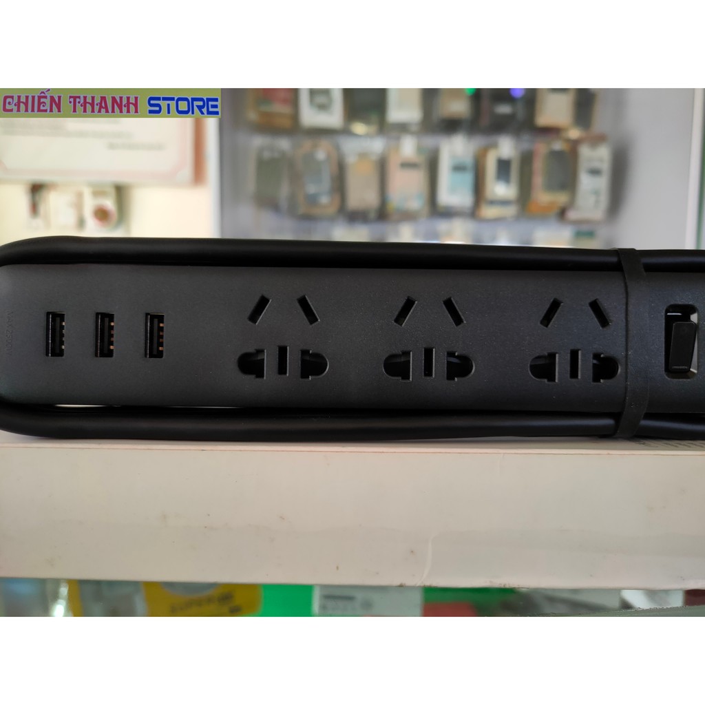 Ổ Cắm Thông Minh Đa Năng Xiaomi Power Strip Có 3 Cổng Sạc USB_3 Cổng Cắm Điện AC-220V (Chính Hãng)_SPE64 [31x6x4]