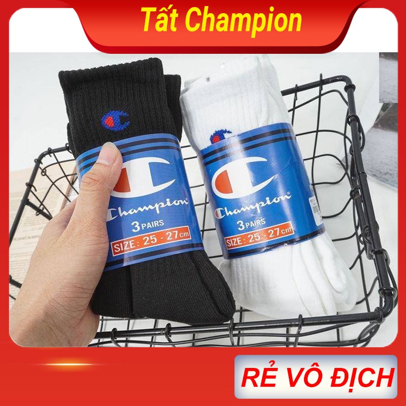 Tất vớ Champion nam nữ thể thao thời trang loại cổ ngắn dài đá bóng chạy bộ hàng dệt kim xuất khẩu